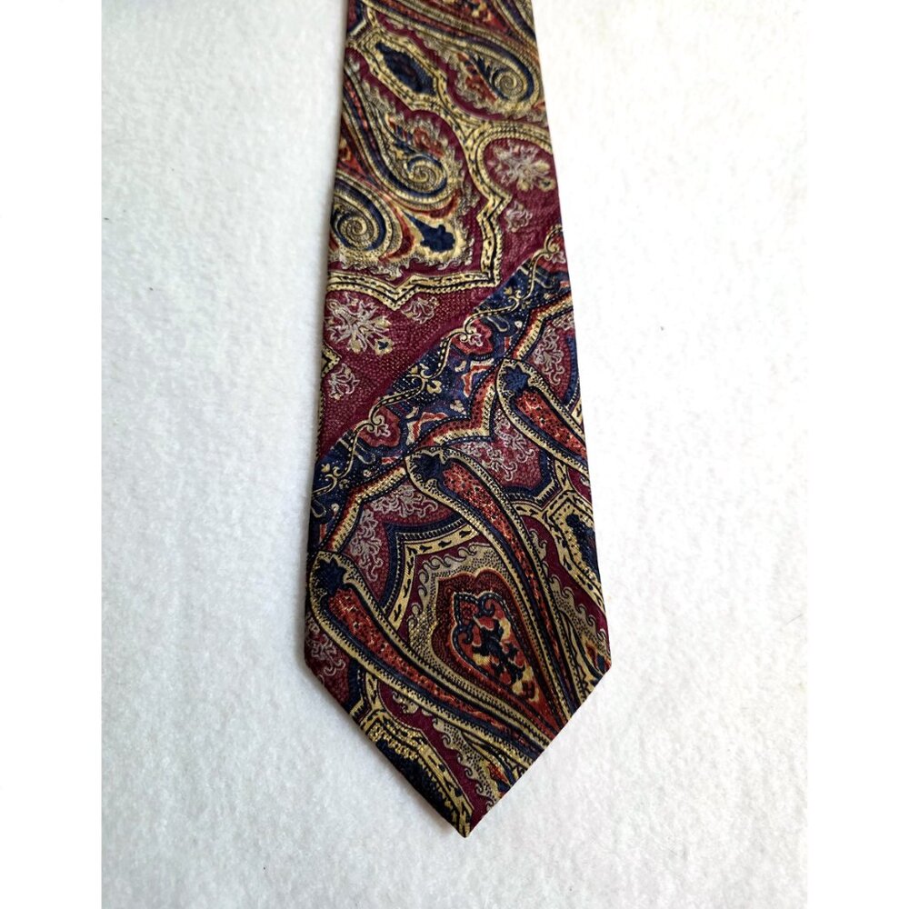 Karl Lagerfeld tie - paisley, exotic design, maroon, navy, yellow